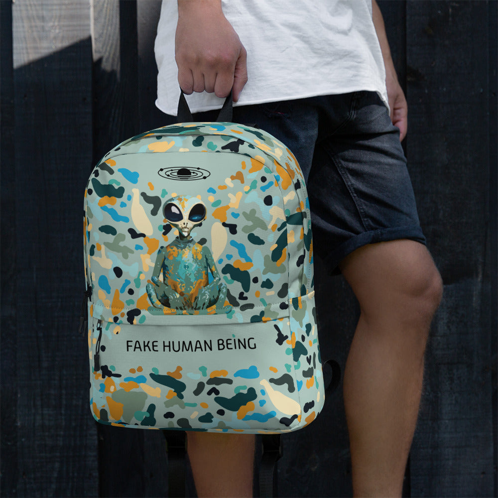 OUT OF SPACE. Backpack, water-resistant. FAKE HUMAN BEING.