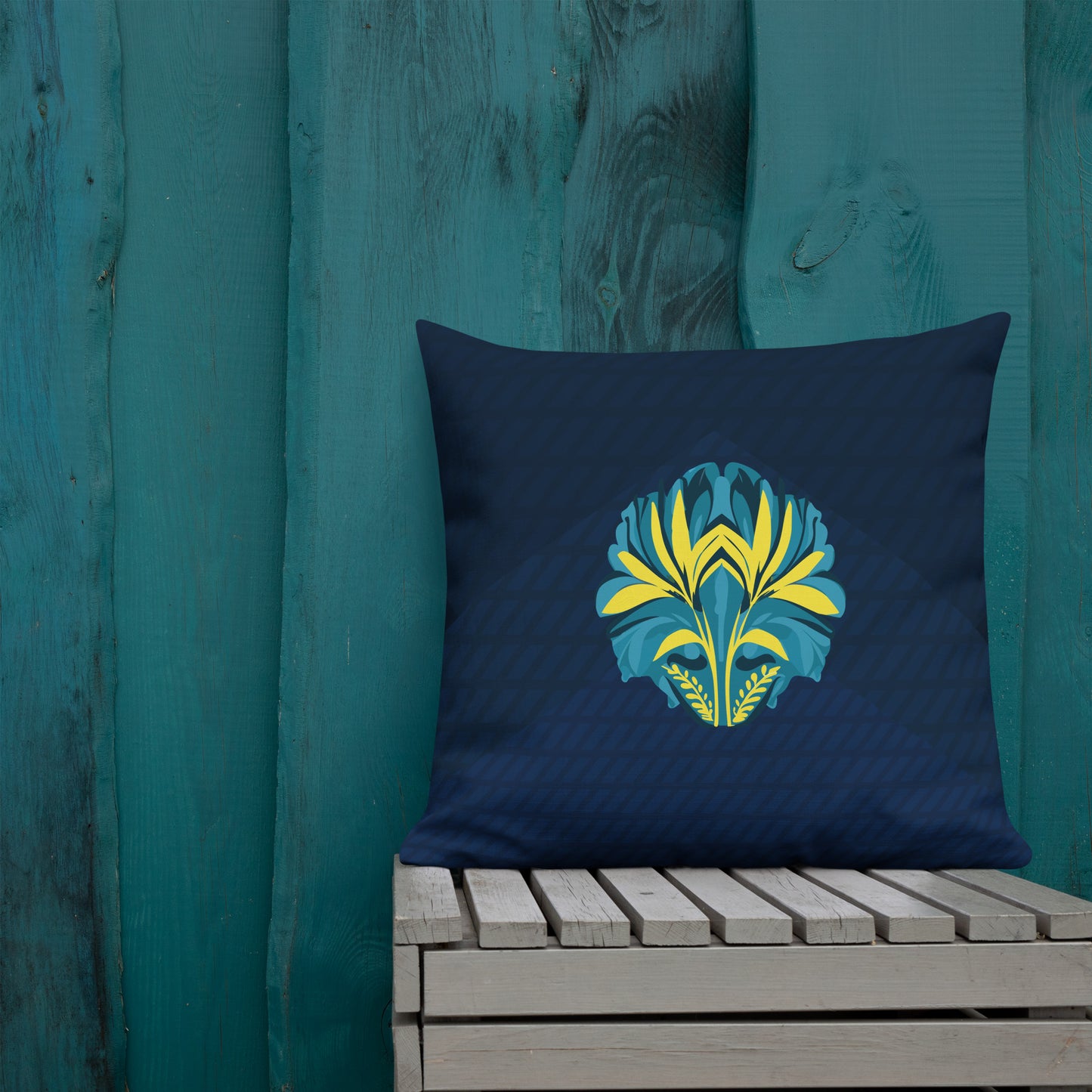 VIBE TRIBE. Premium Pillow. Pachamama. Dark blue.