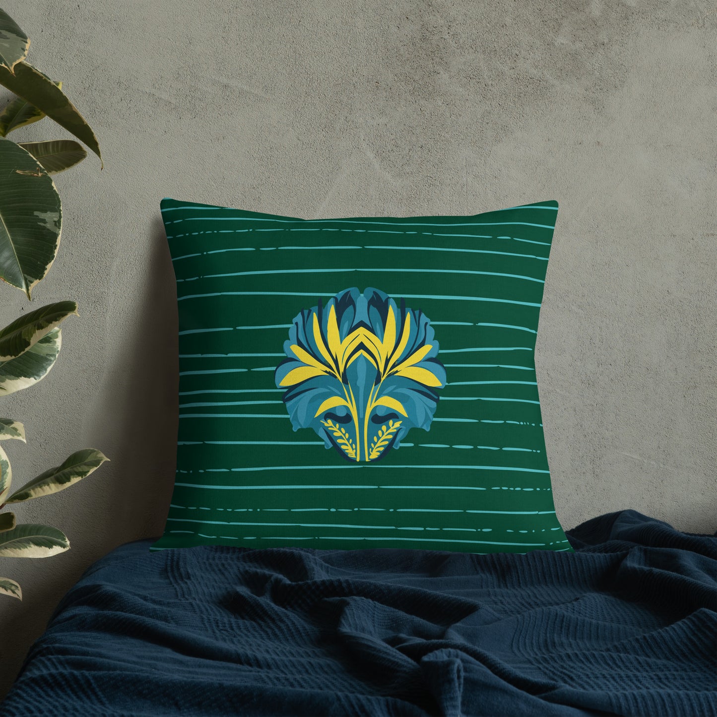 VIBE TRIBE. Premium Pillow. Pachamama. Green.