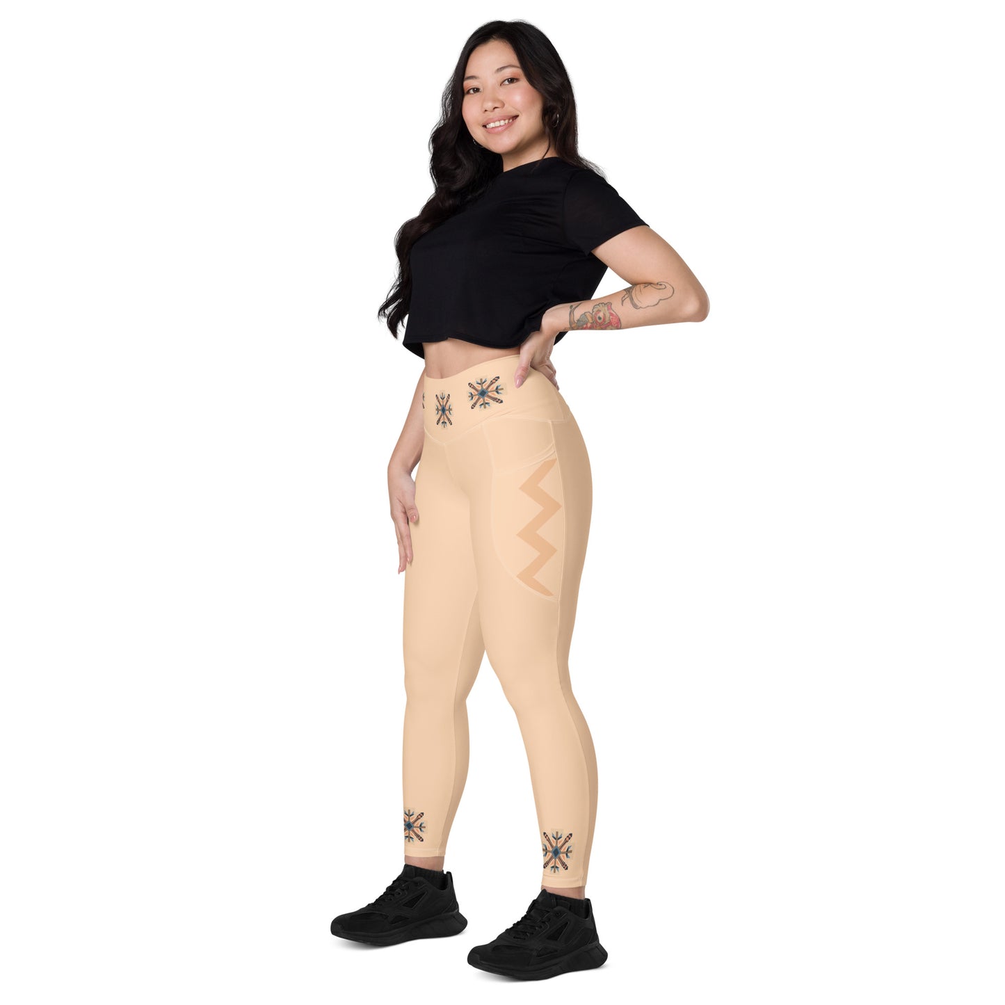 VIBE TRIBE. Leggings with pockets. Cream.