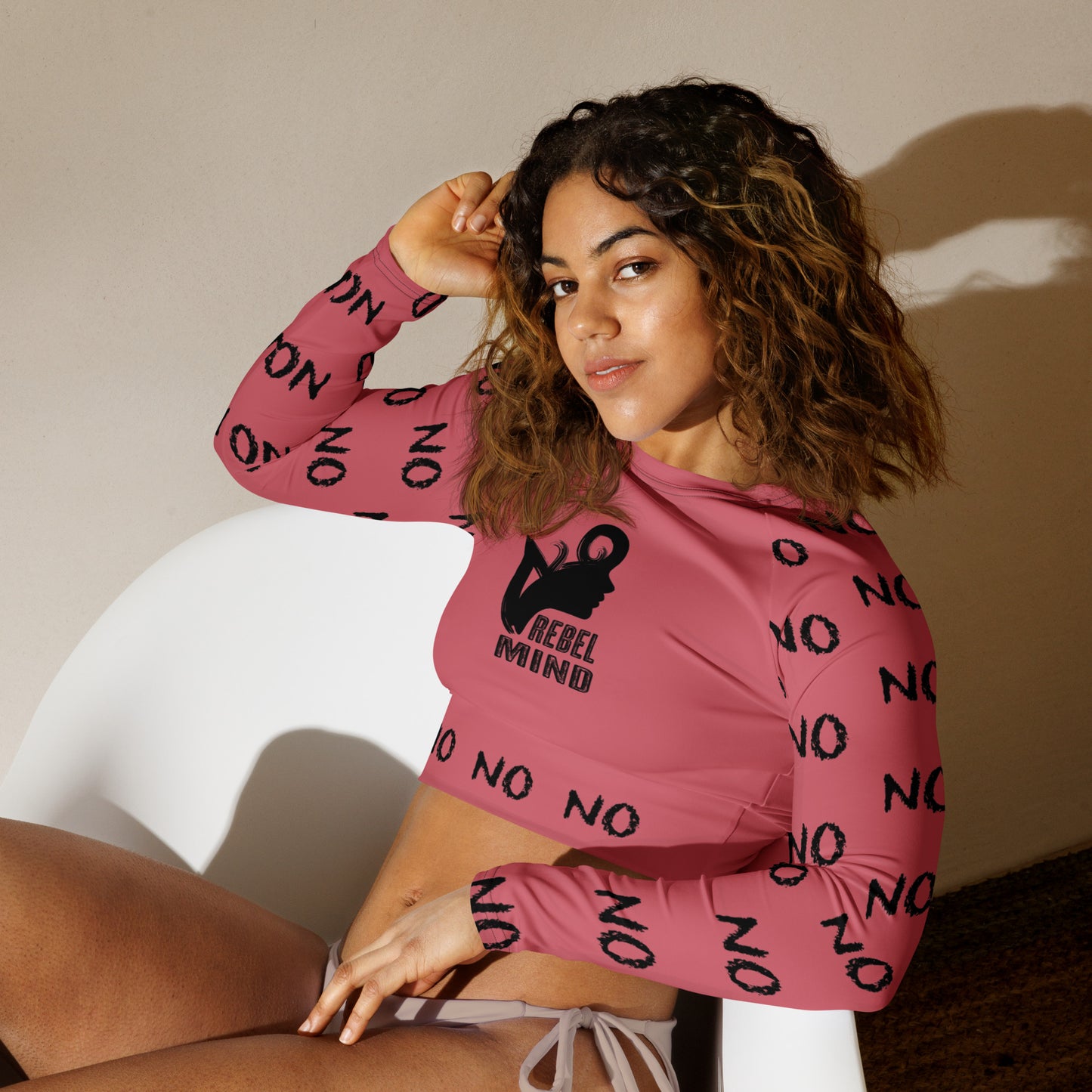 ATTITUDE. Recycled long-sleeve crop top. REBEL MIND. Pink.