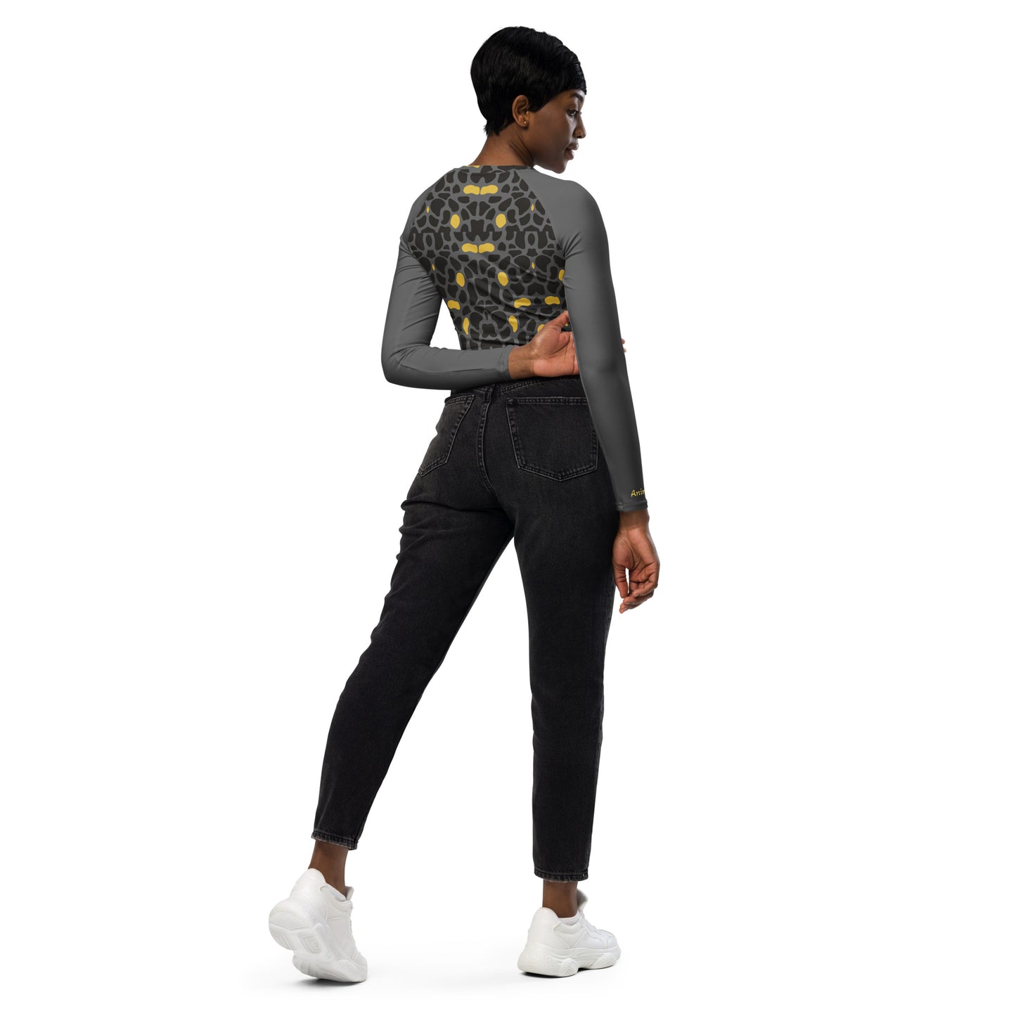 ANIMAL INSTINCT. Recycled long-sleeve crop top. PANTHER.
