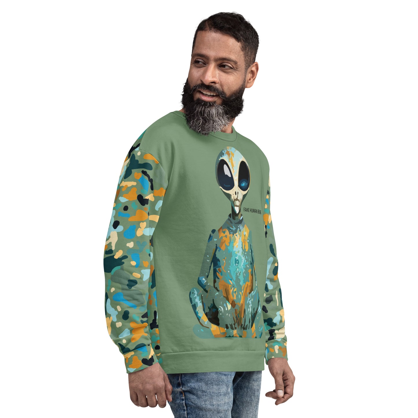 OUT OF SPACE. Unisex Sweatshirt. FAKE HUMAN BEING.