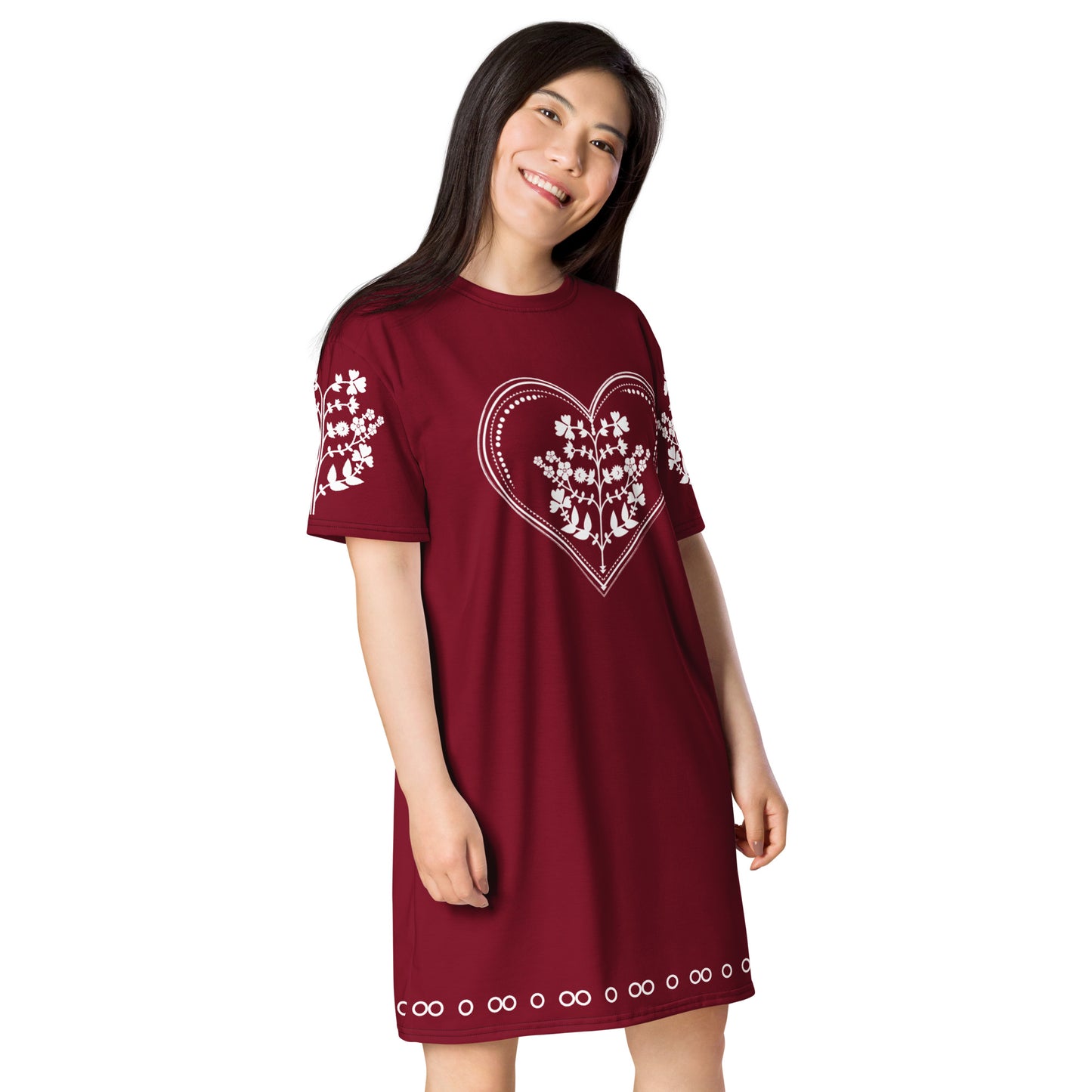 ROOTS! T-shirt dress. FOLKLORE. Wine Red.