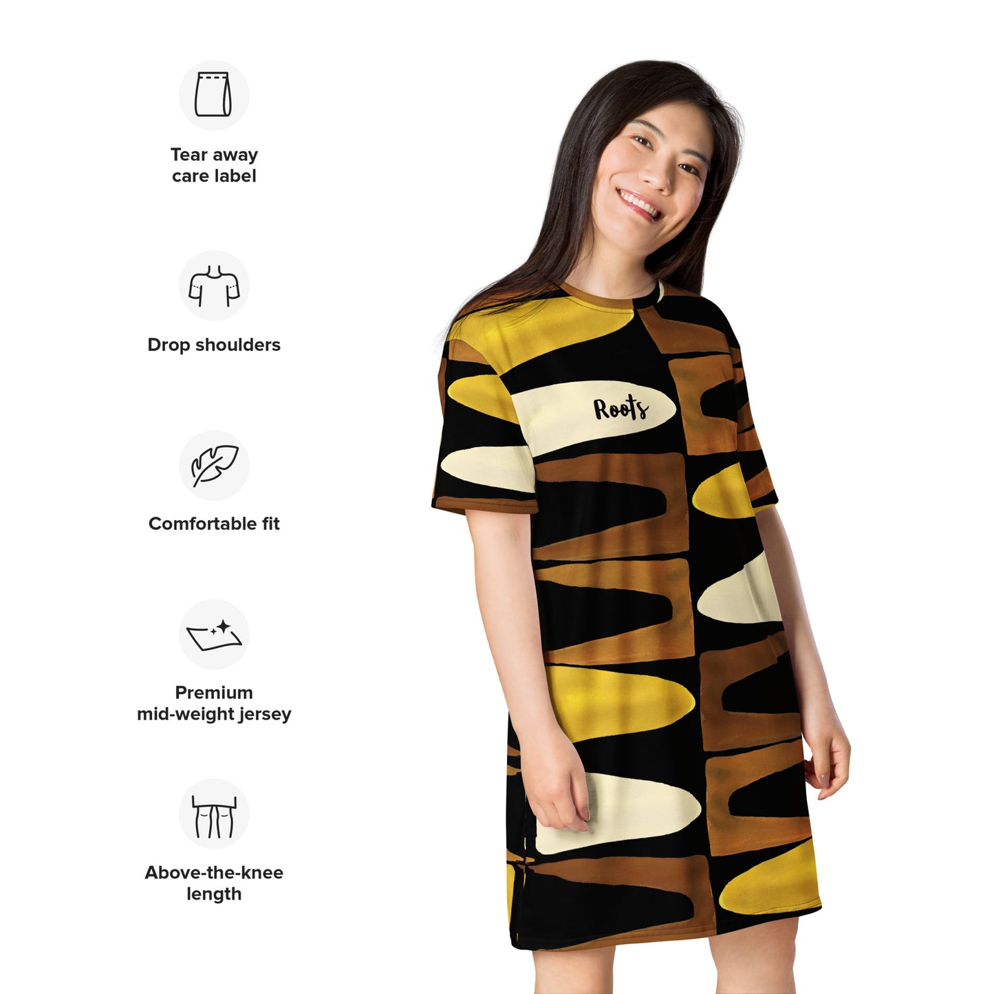 ROOTS! T-shirt dress. Earth and Gold.