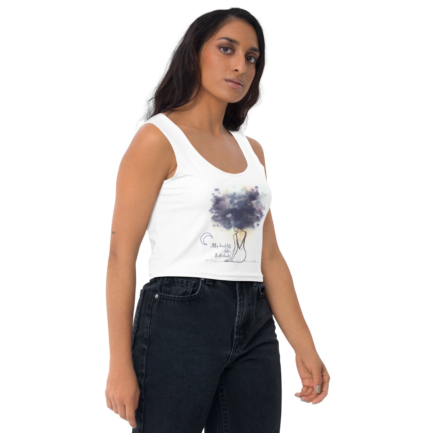 ATTITUDE. Crop Top. White. Head in clouds.