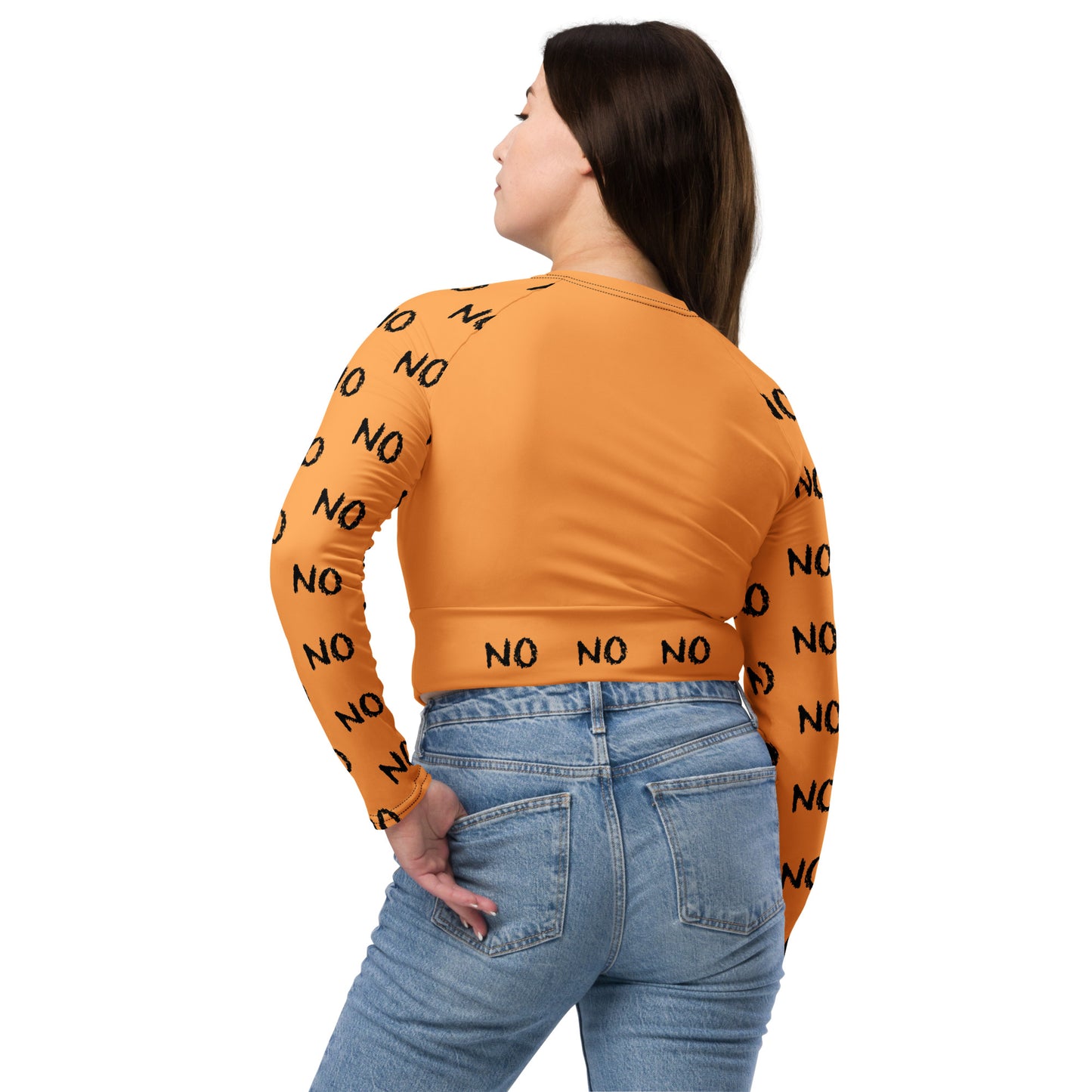 ATTITUDE. Recycled long-sleeve crop top. REBEL MIND. Orange.