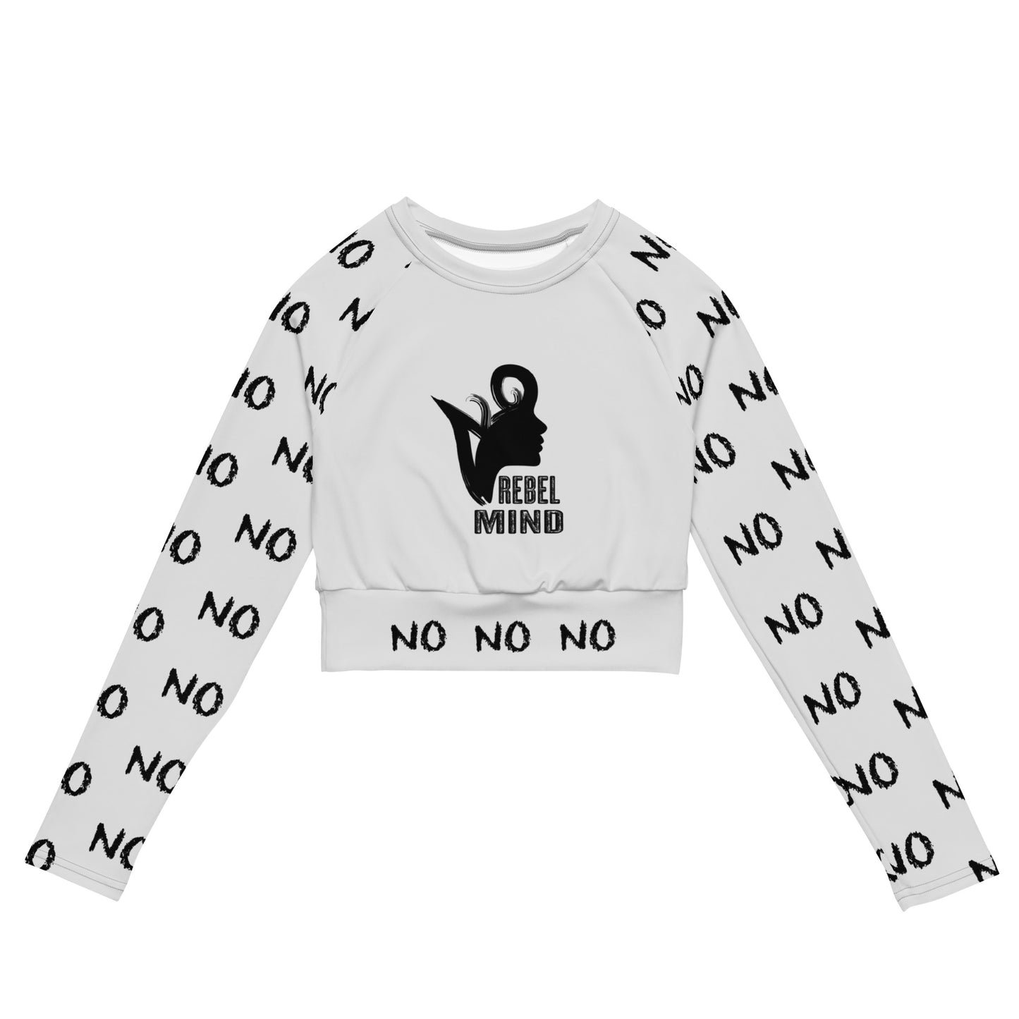 ATTITUDE. Recycled long-sleeve crop top. REBEL MIND. White.