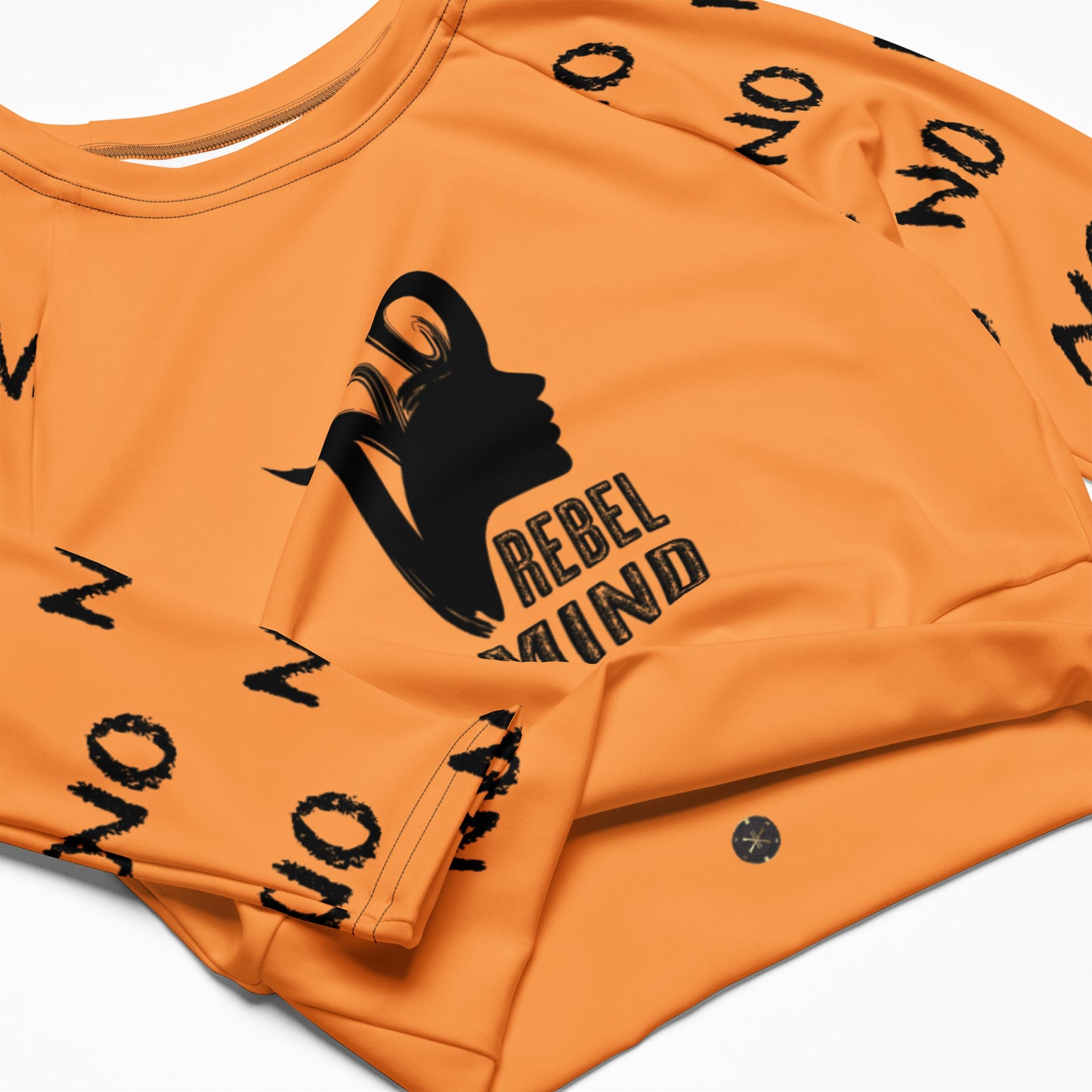 ATTITUDE. Recycled long-sleeve crop top. REBEL MIND. Orange.