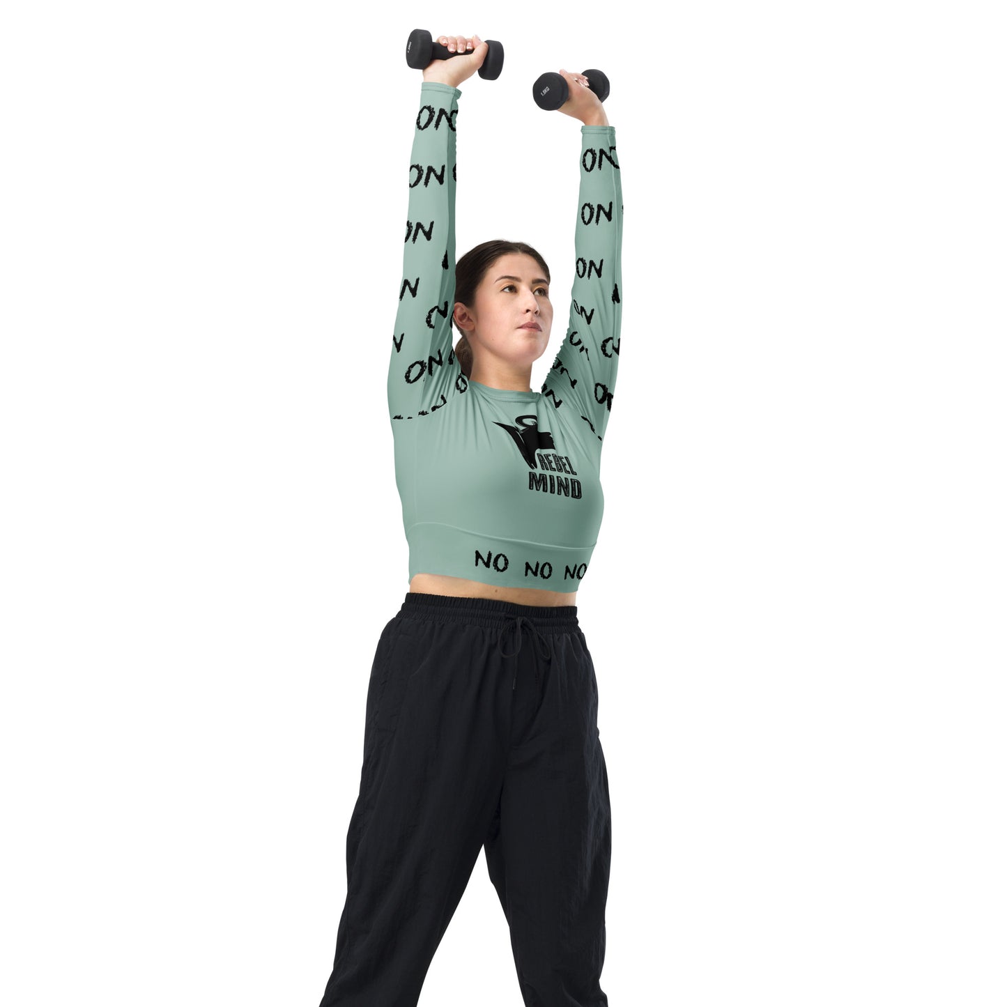 ATTITUDE. Recycled long-sleeve crop top. Mint. REBEL MIND.