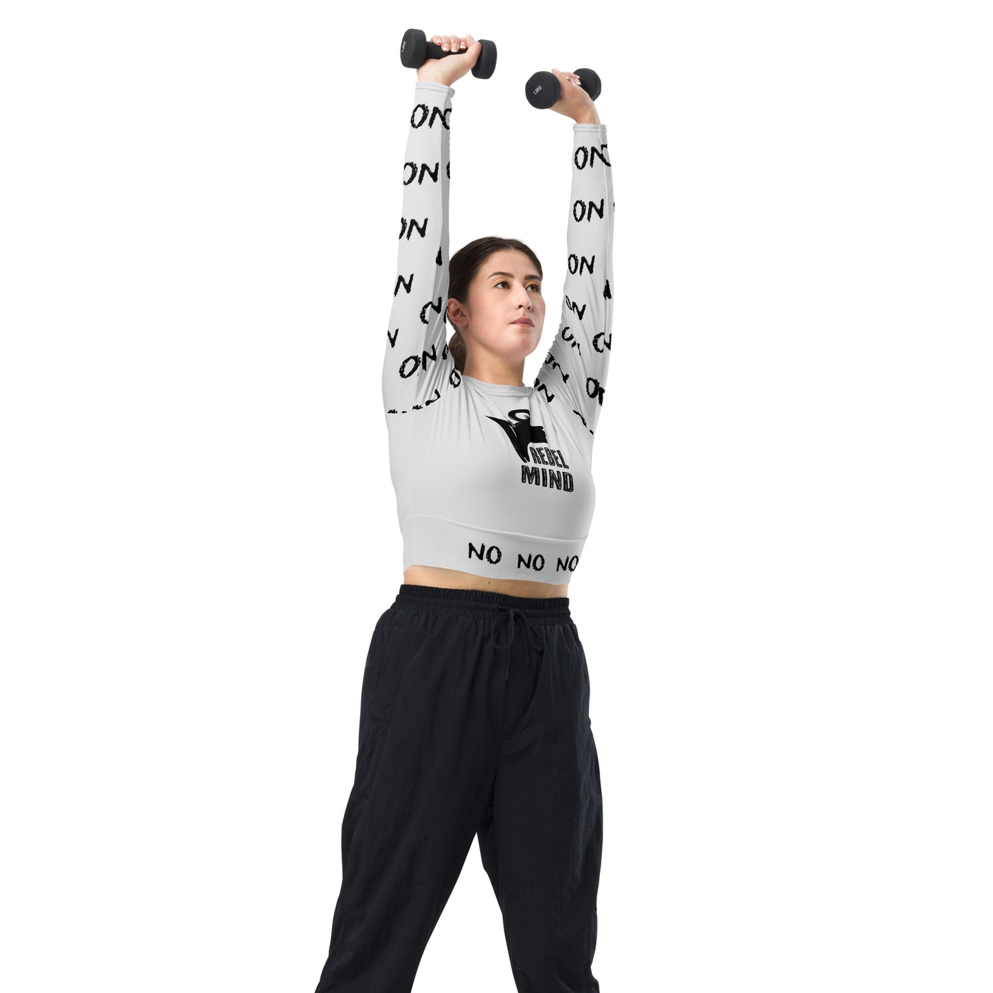 ATTITUDE. Recycled long-sleeve crop top. REBEL MIND. White.