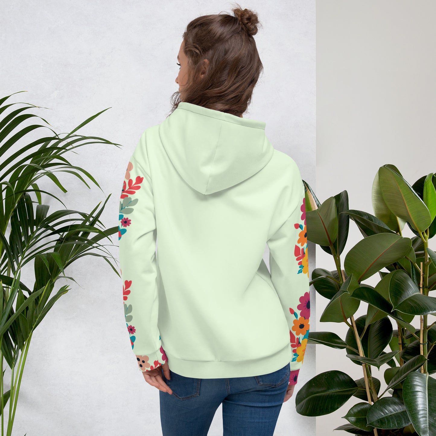 ATTITUDE. Unisex Hoodie, green, flowers. ENOUGH.
