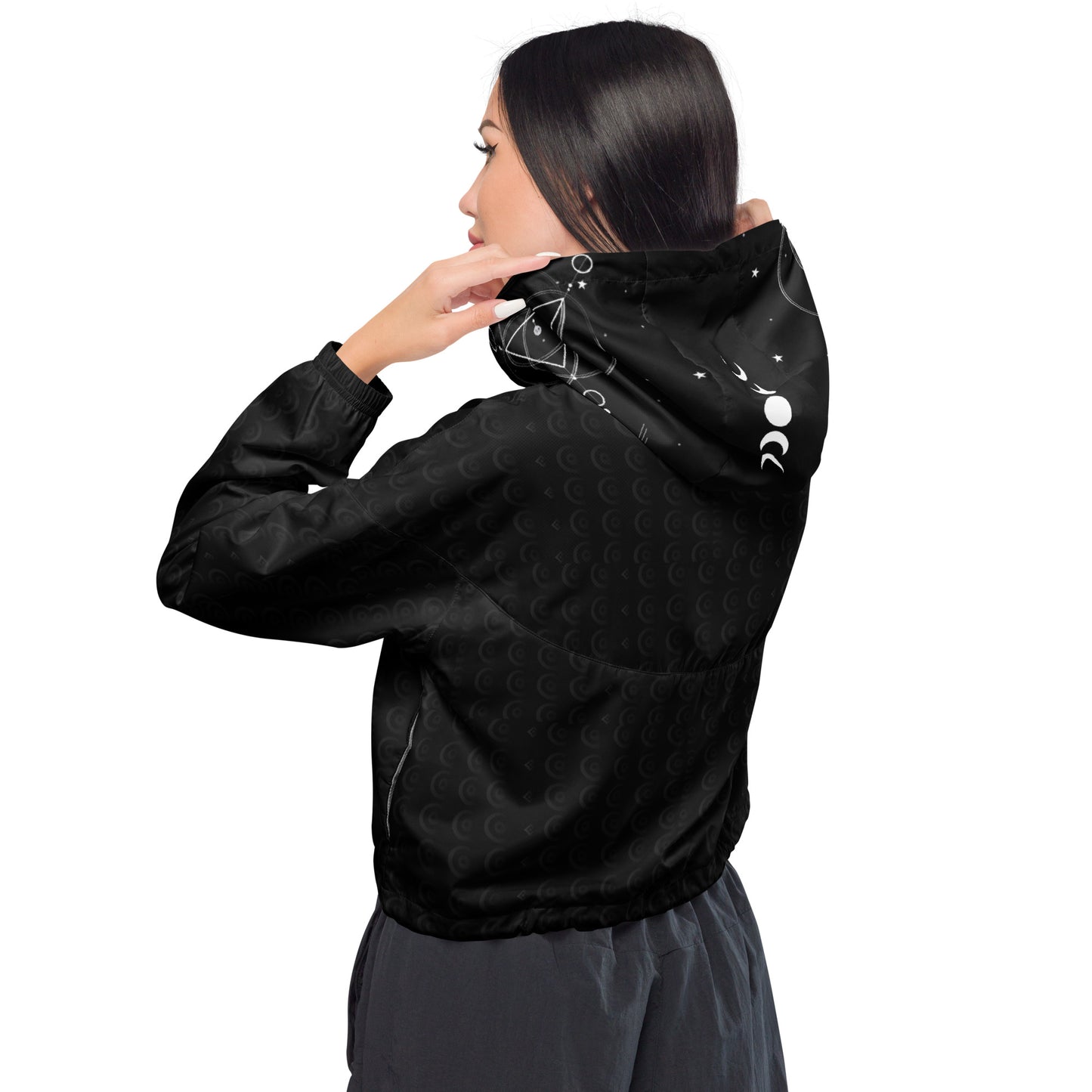 UNDER THE INFLUENCE. Women’s cropped water resistant windbreaker. BE A WITCH.
