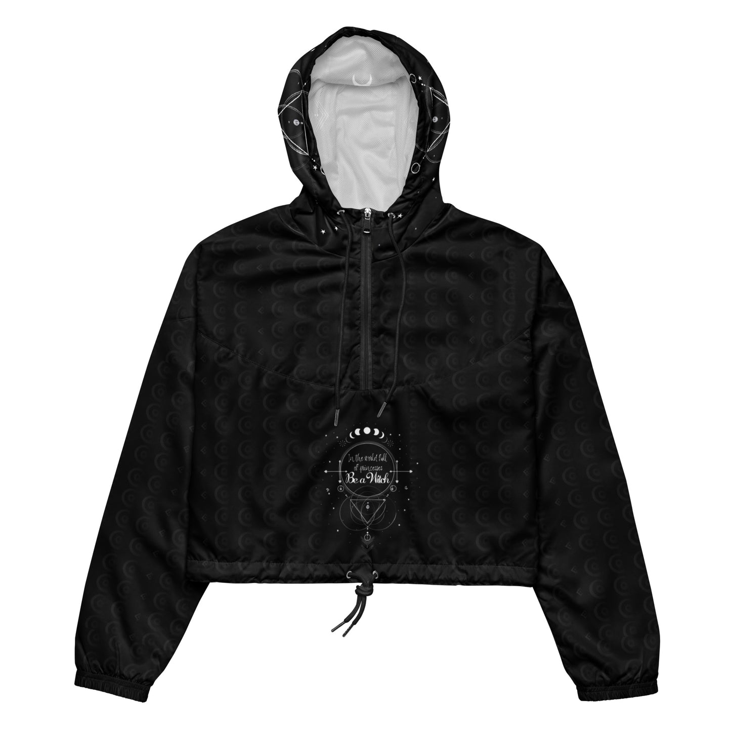 UNDER THE INFLUENCE. Women’s cropped water resistant windbreaker. BE A WITCH.