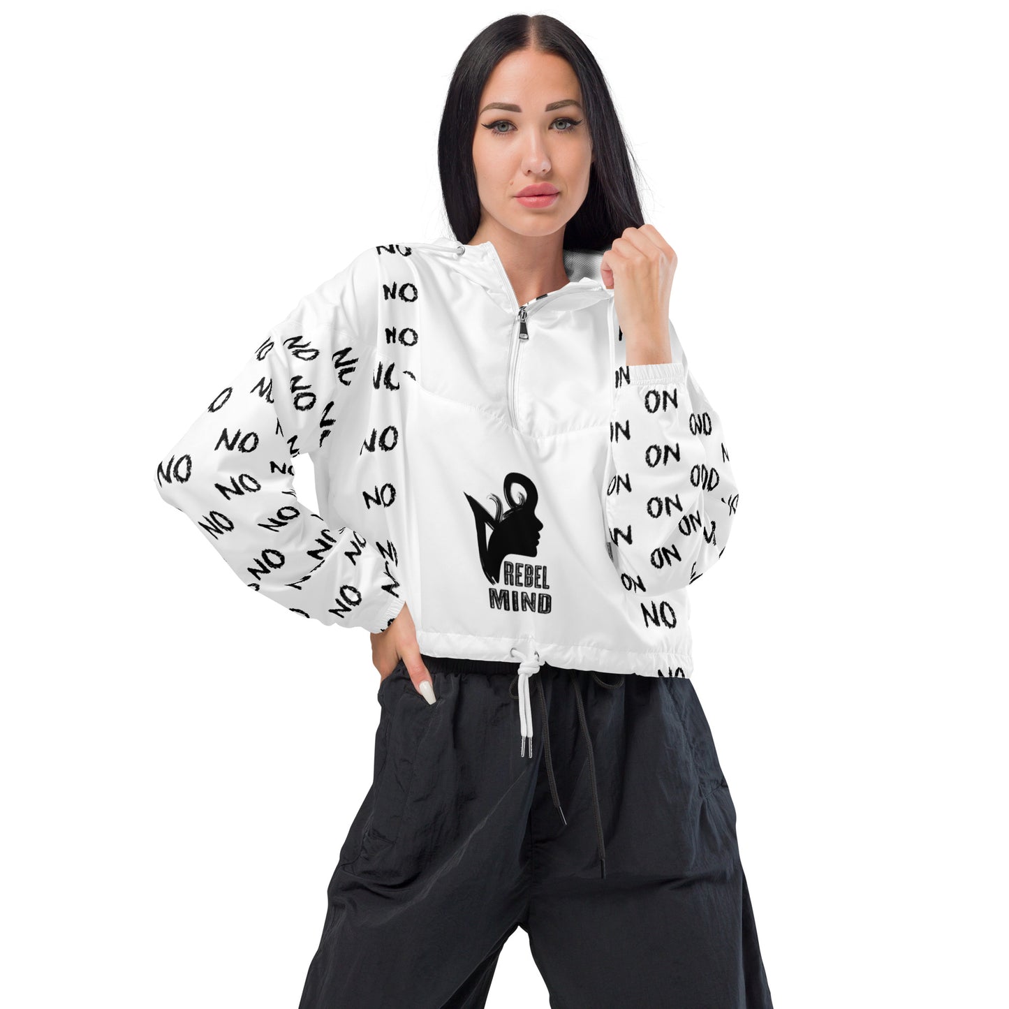 ATTITUDE. Women’s cropped windbreaker. REBEL MIND. White.
