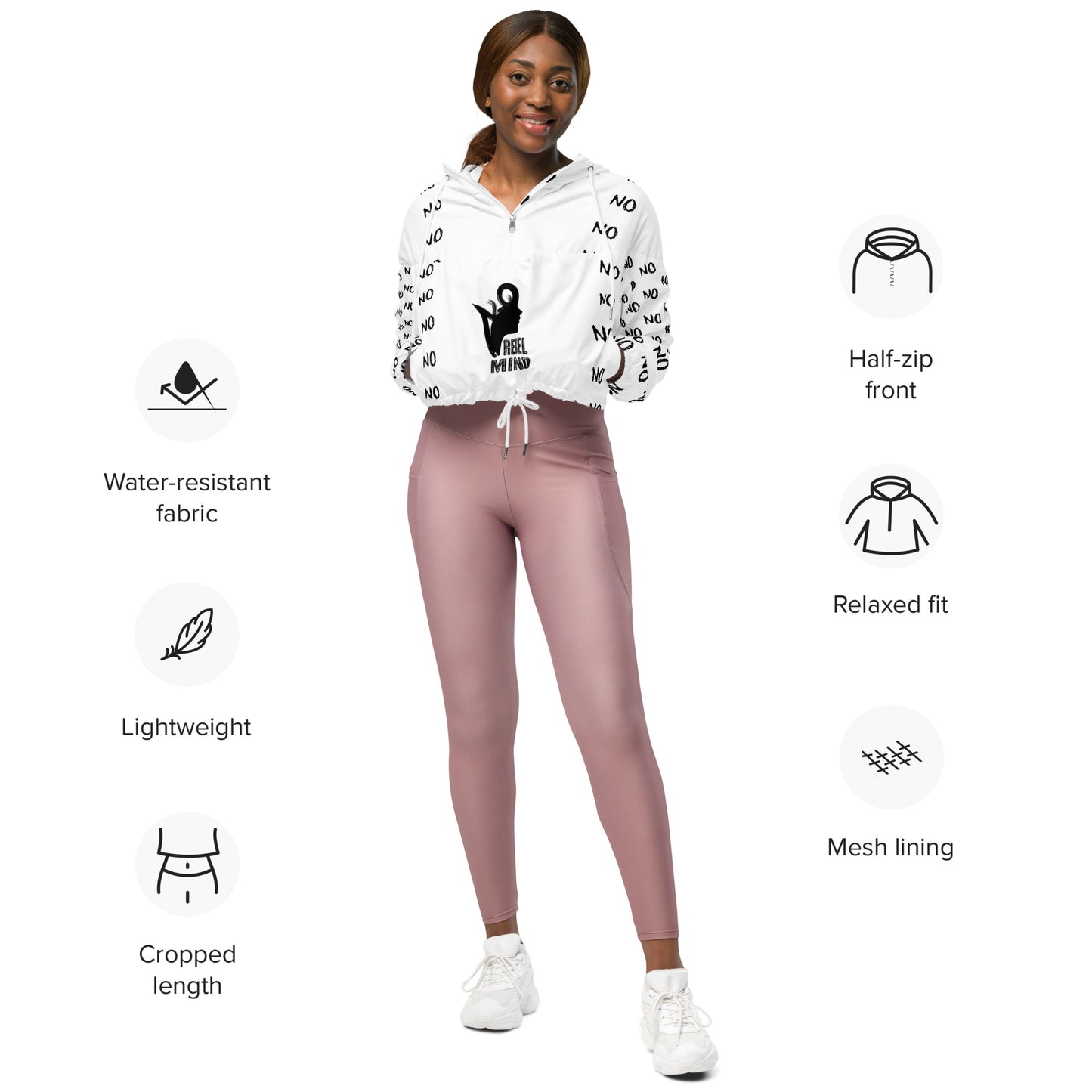 ATTITUDE. Women’s cropped windbreaker. REBEL MIND. White.