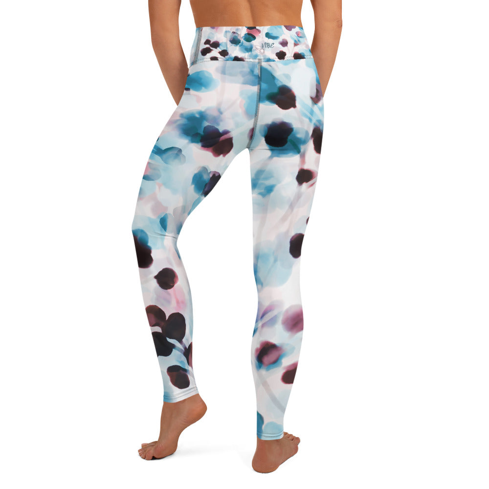 Hand-sewn Yoga & Gym leggings. Blue butterflies. Born twice.