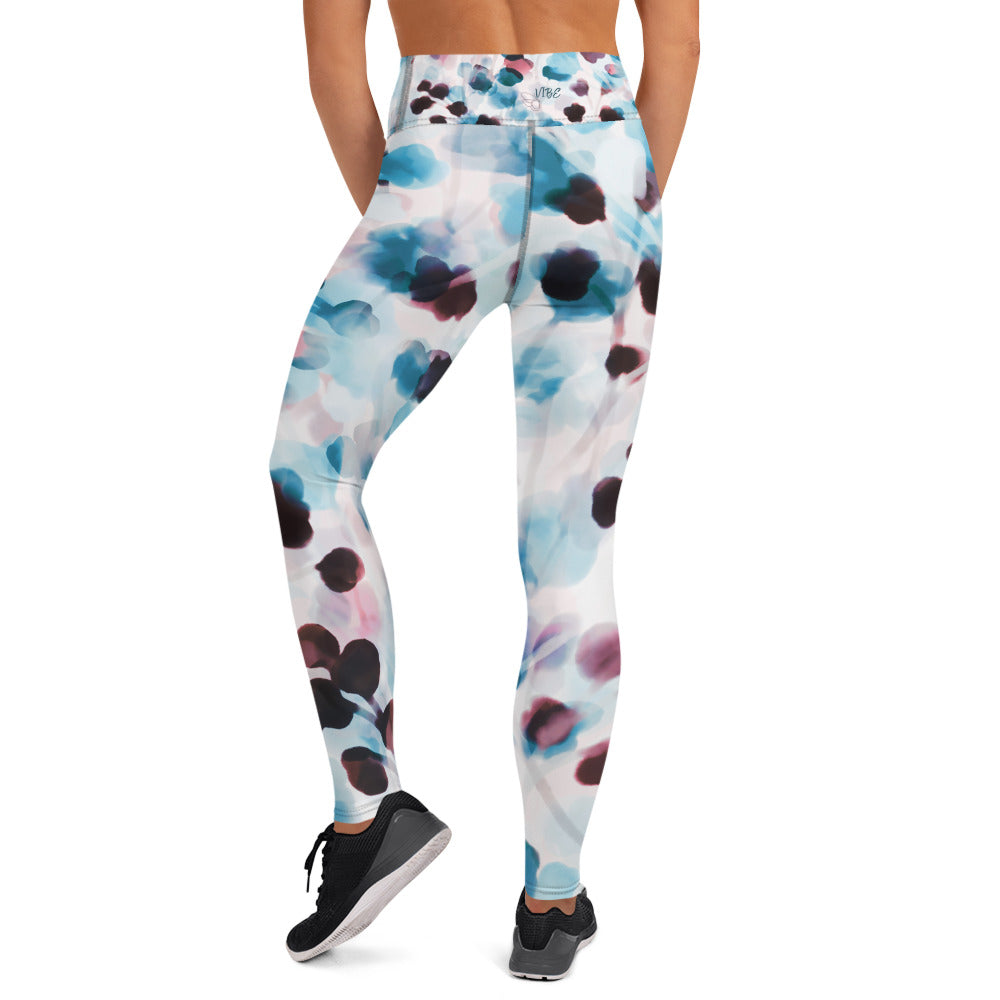 Hand-sewn Yoga & Gym leggings. Blue butterflies. Born twice.