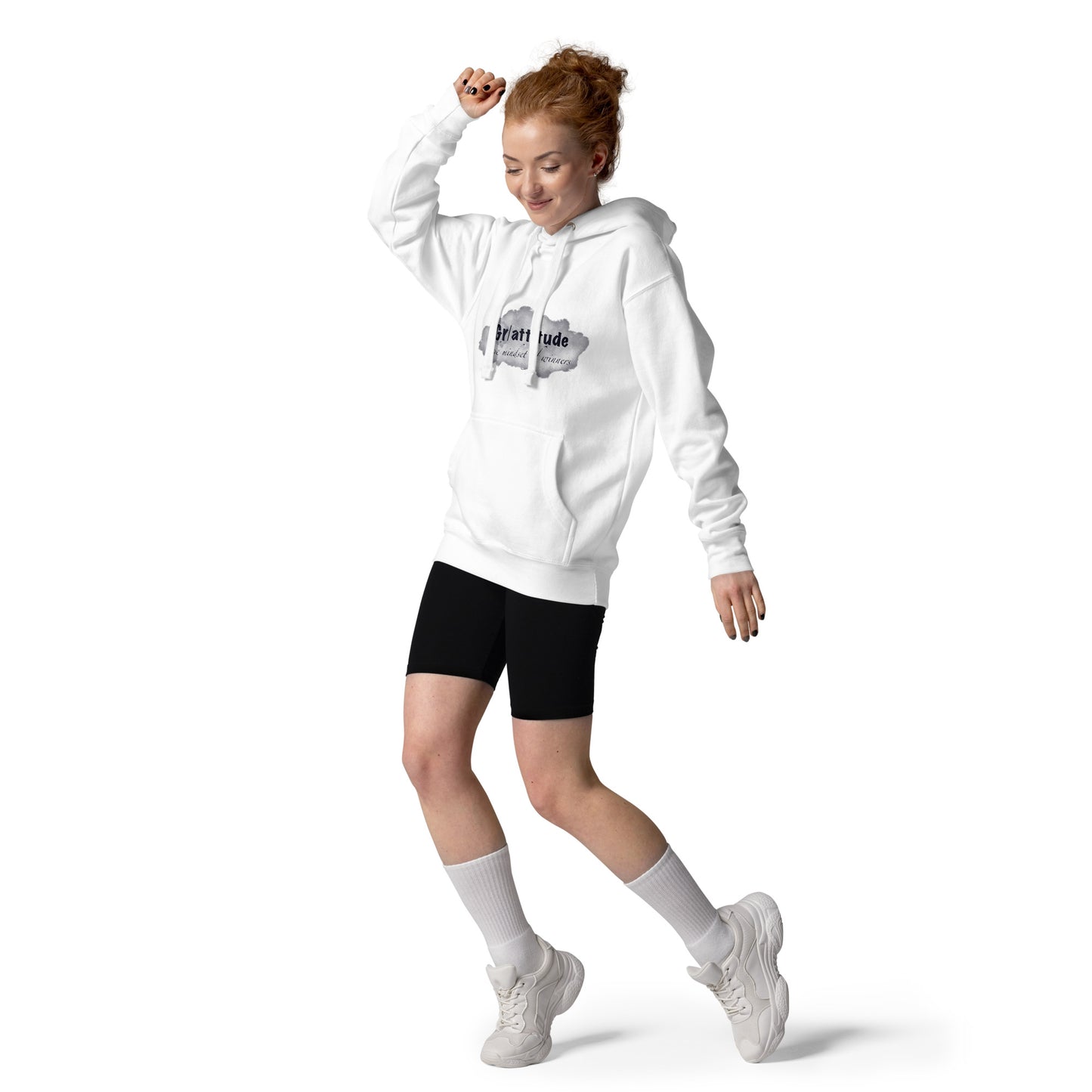 ATTITUDE. GRATITUDE. Unisex Hoodie. WHITE.