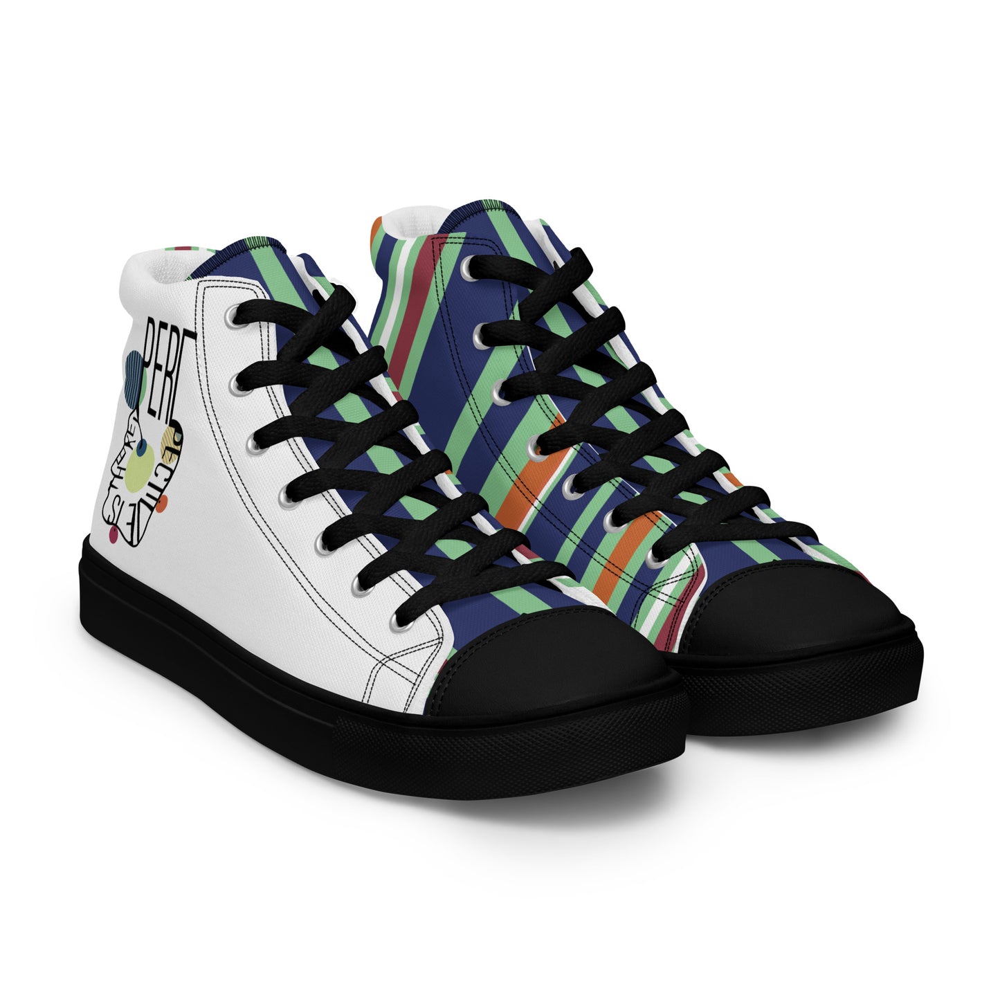 ATTITUDE. Women’s high top canvas shoes. PERSPECTIVE IS THE KEY.