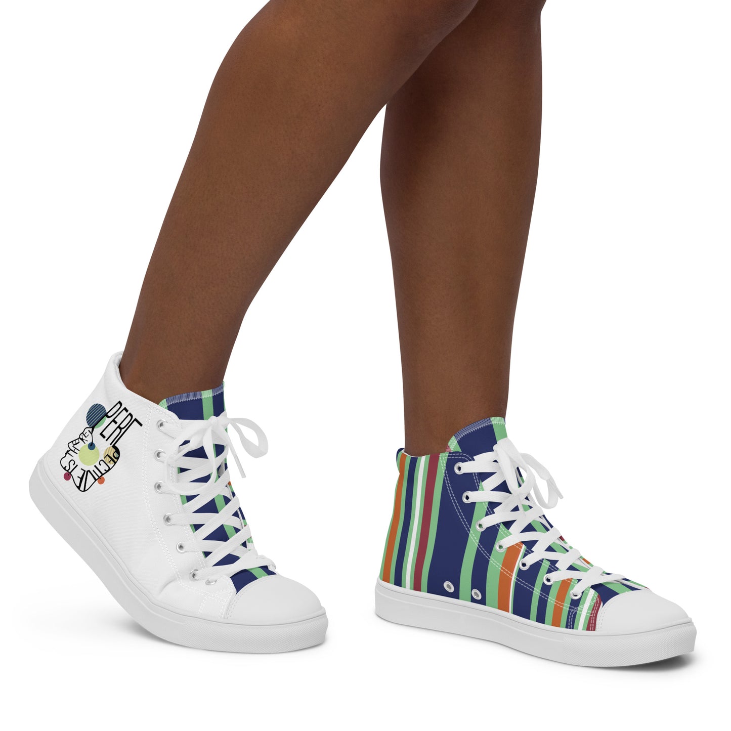 ATTITUDE. Women’s high top canvas shoes. PERSPECTIVE IS THE KEY.