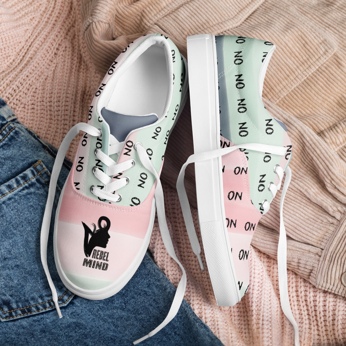 ATTITUDE. Women’s lace-up canvas shoes. REBEL MIND.